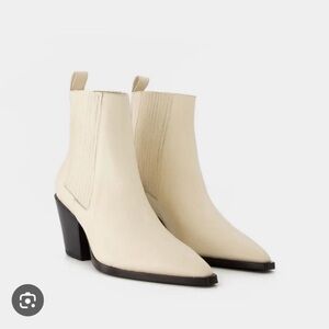 Aeyde Kate Nappa Leather Ankle Cowboy Creamy Boots